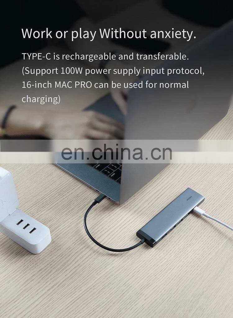 Miiiw 7 in 1 Type-C Hub Converter 100W PD Power Supply USB3.0 Interface SD/TF Card 4K HD Video Output Portable
