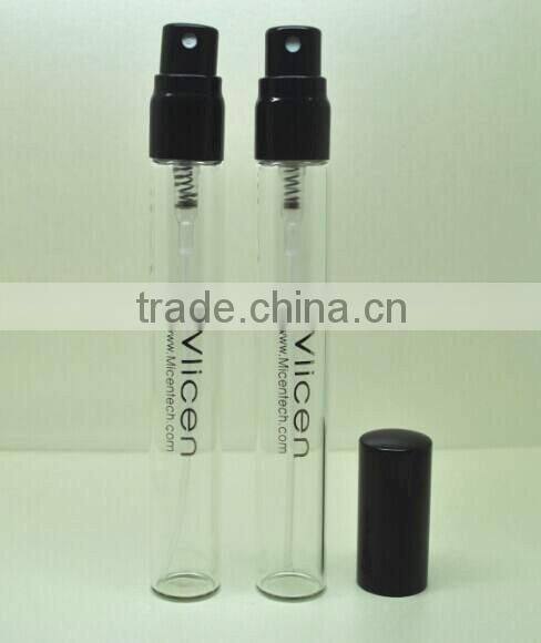 PT147/P100 0.35 oz refillable cosmetic perfume glass bottle with black metal pump