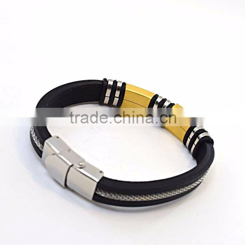fashion bracelet silicone wristband cross steel silicon bracelet