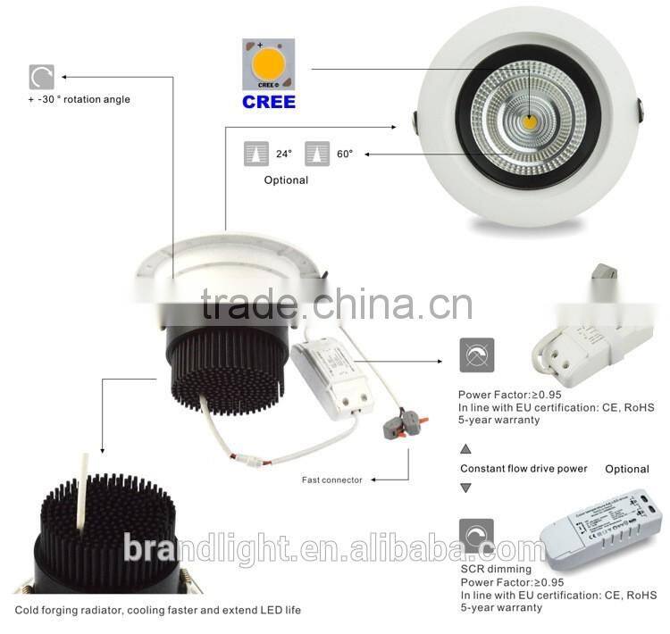 Simple design cob led downlight 10w led recessed mounting holes 95mm down light dimmable led downlight D115*H84mm