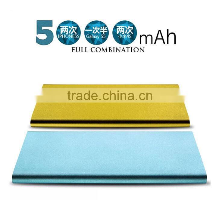 2015 Ultra-thin metal 5000mah oem power banks