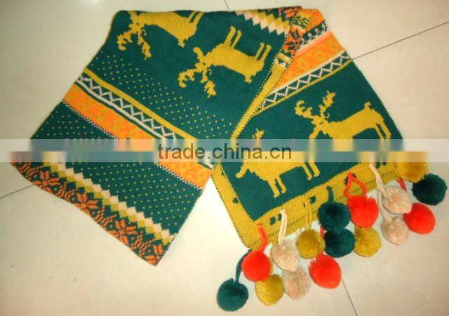 Fashion Warm Winter Knitted Scarf with Tassel Balls