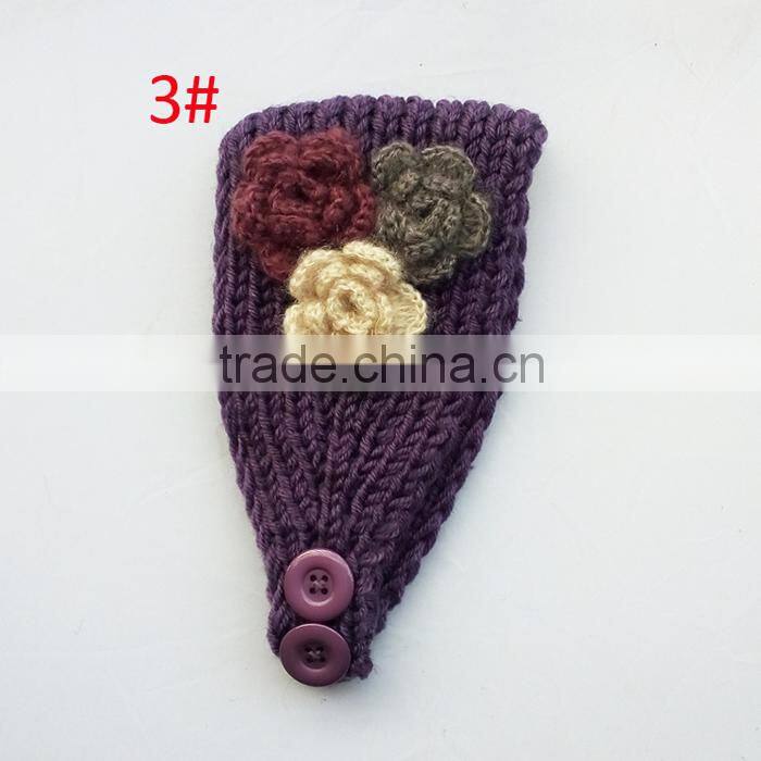 Good-looking 3 Flower Decorated Fashion Women Knitted Headband Headwear