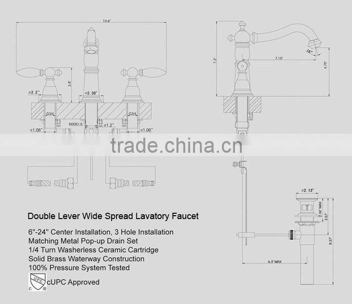 Double Lever Wide Spread Lavatory Faucet
