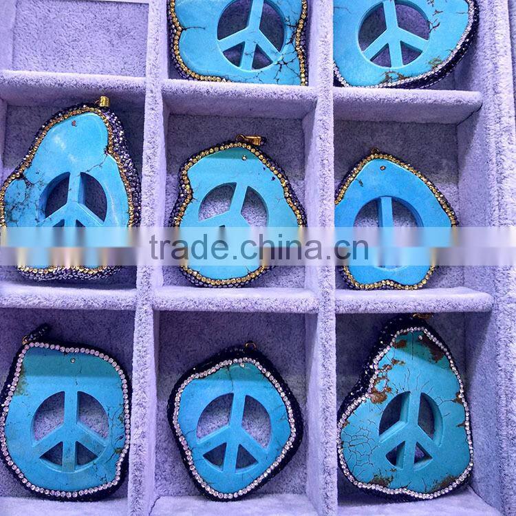 PC1612 Crystal pave agate arrowhead pendants,gemstone pave diamond arrow head pendants