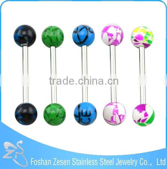 316L Barbell UV Glitter Bioplast Tongue Rings Body Piercing