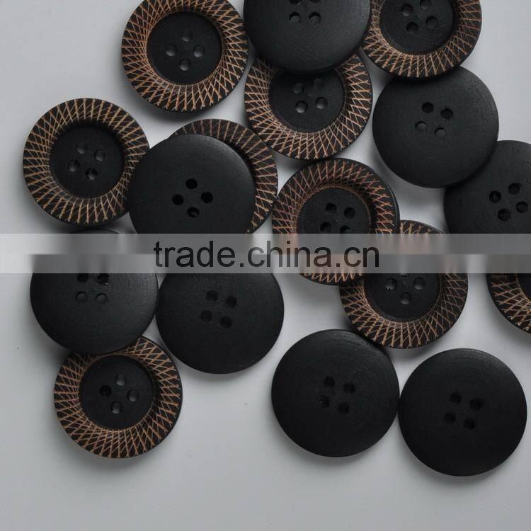 Sedex Audited Factory 2 Pillar Laser Engraved Logo 4 Holes Wooden Button