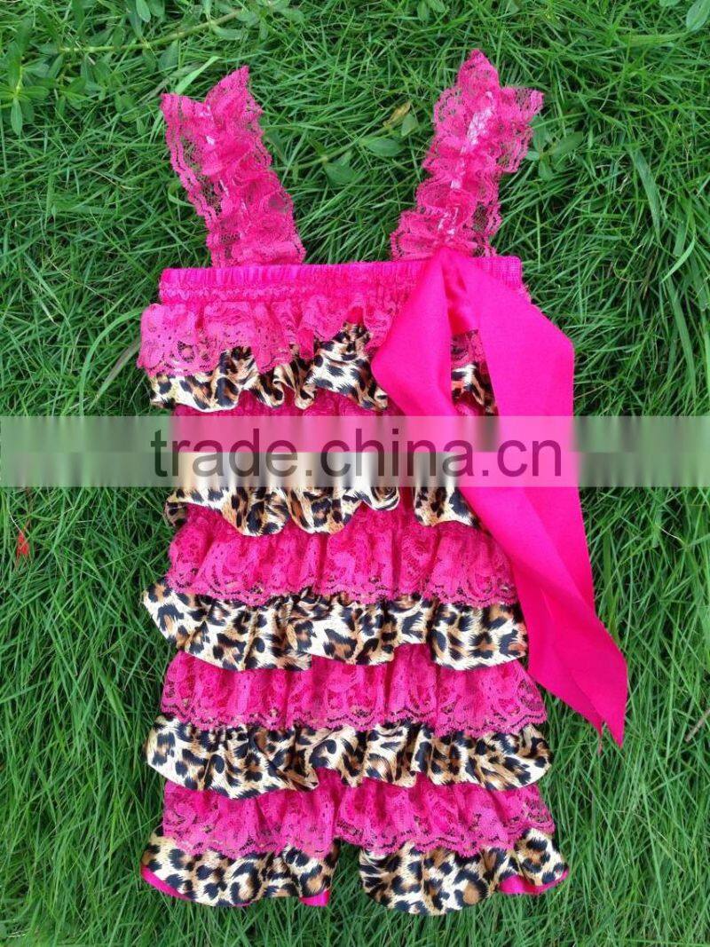 wholesale baby romper candy pink, aqua ,grey lace soft ruffle baby petti lace romper