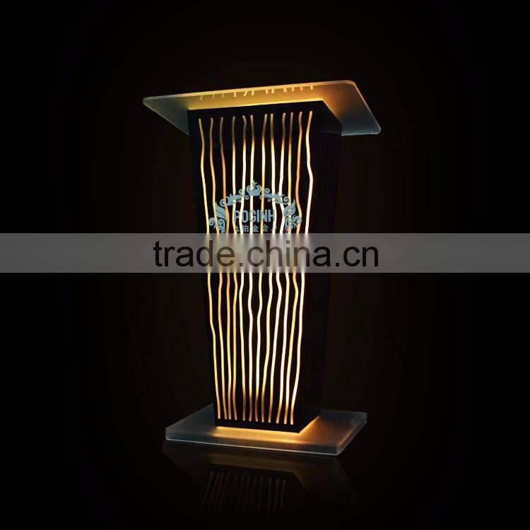 clear acrylic podium night bar table with LED light, night bar DJ facade