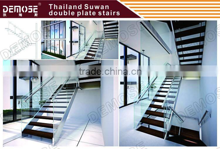 portable indoor wooden stair with double steel plates