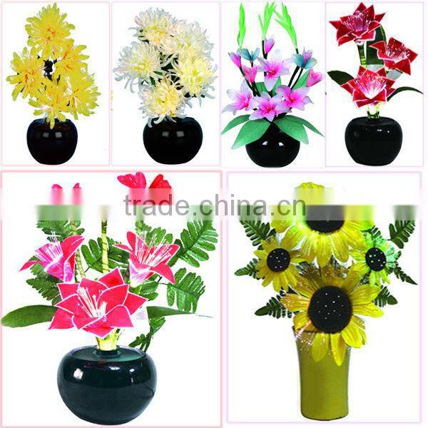 Artificial fiber optic peony flowers with led light home and party decor lamp