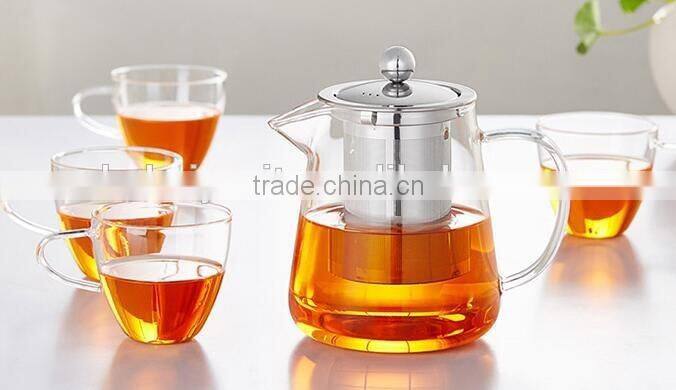 800ml Pyrex borosilicate glass teapot with stainless steel filter