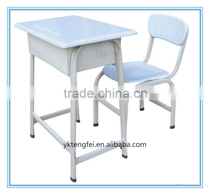 Hot selling school desk and chair, blue Desk And Chair Set, school desk dimension