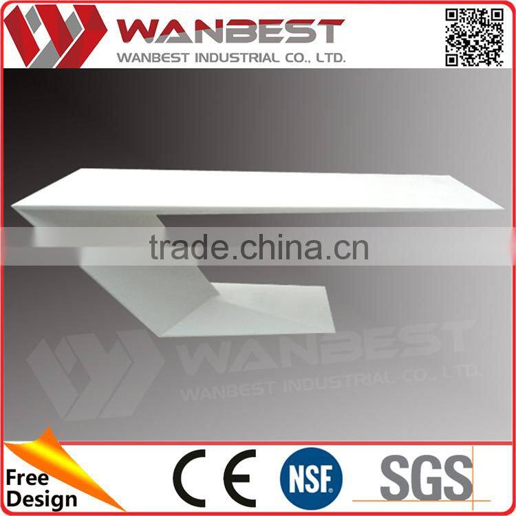 White Z Shaped Worker Office Table Solid Surface Marble