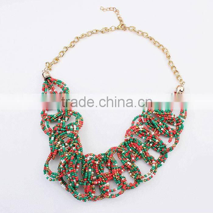 Fashion accessories for women braided bohemian beads necklace