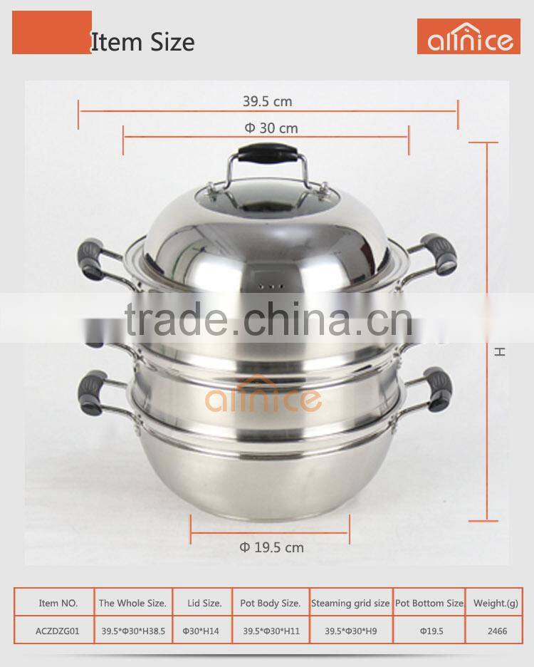Allnice-3 layers Stainless steel steamer pot with glass lid