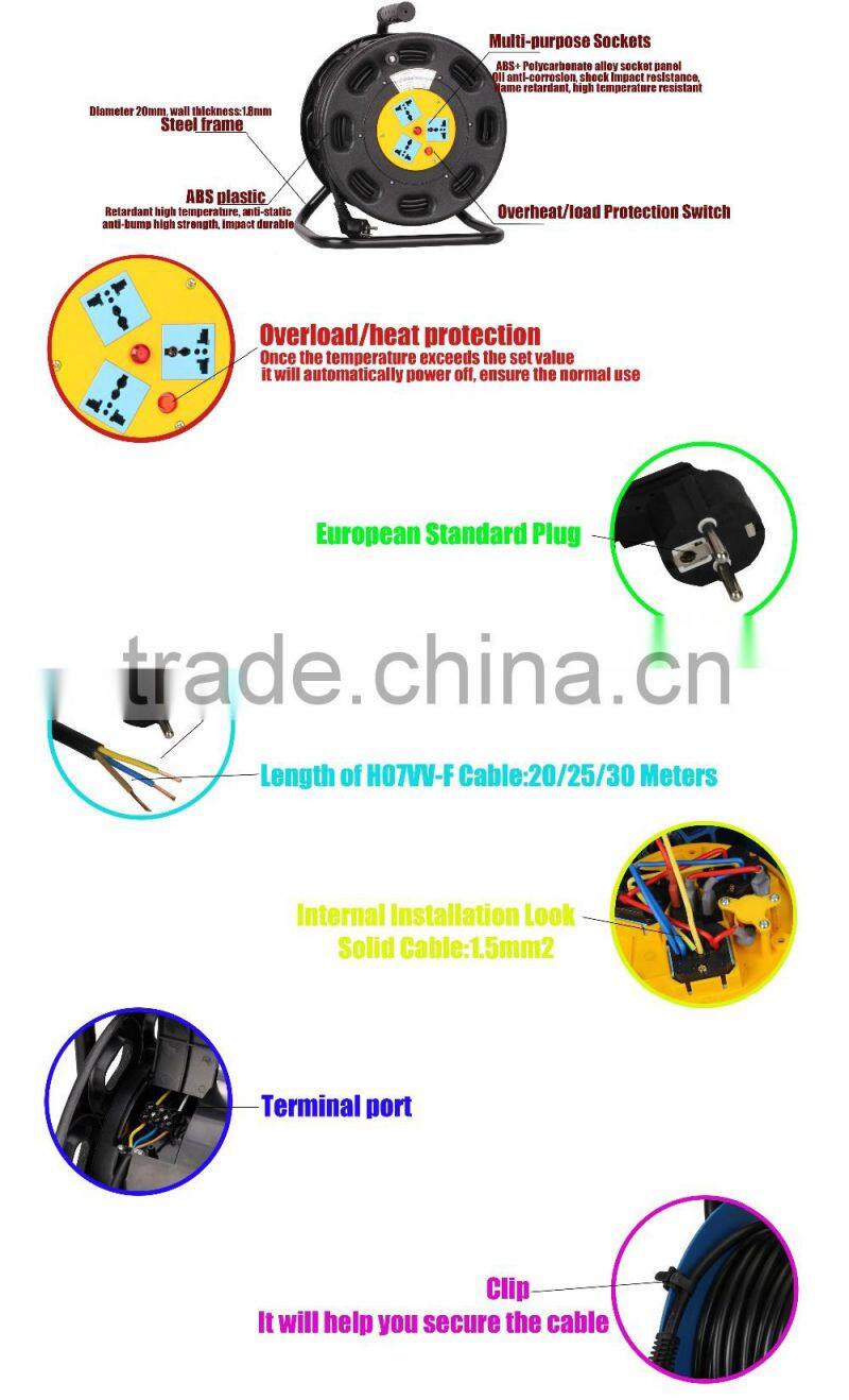 Hand wound retractable ethernet cable reel