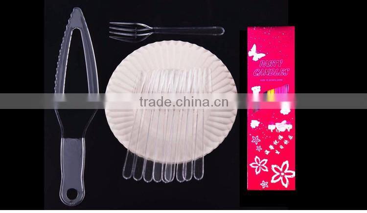 Transparent disposable a set of dessert tool cake knife paper dish cake fox colored wax