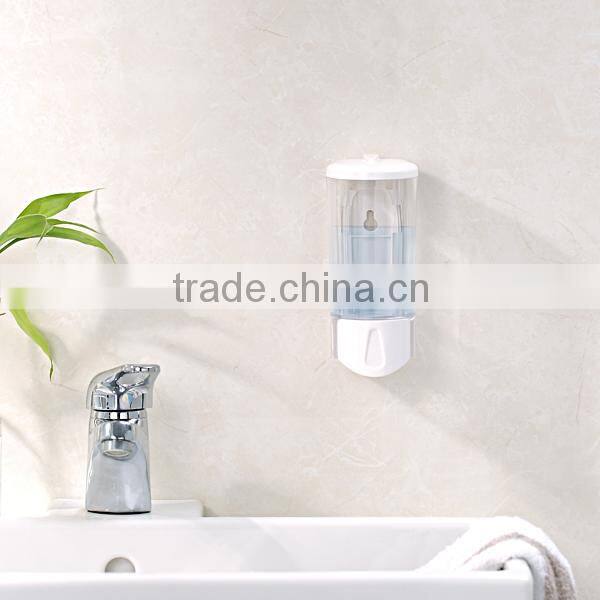 Clear plastic box of commercial liquid hand soap dispenser