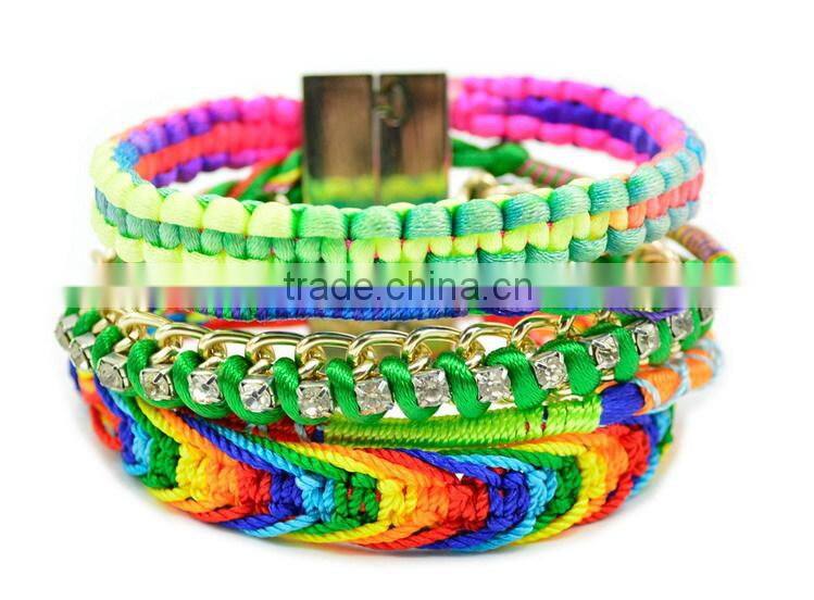 2015 New Arrival Fashion handmade braided brazil style French magnetic clap friendship zircon bracelets