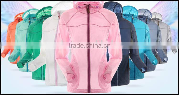 spring and summer of sun protection clothing and thin jacket sport for ladies and with front -zip waterproof rain jacket