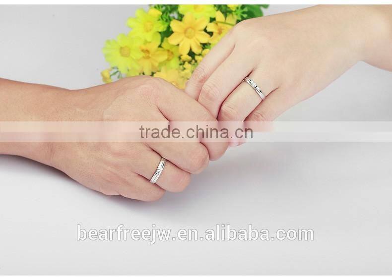 925 Sterling Silver Cubic Zirconia Wedding/Engagement/Promise Adjustable Couples Rings