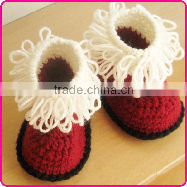 Christmas hot sale handmade winter soft crochet boot shoes for baby