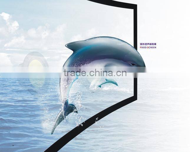 Curved frame Screen 106" 16:9, 3D Perforated Video Fabric, Aluminium Frame Covered