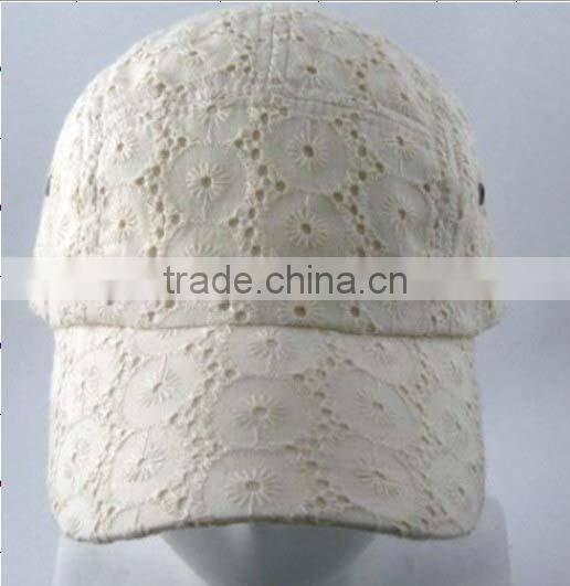 WL1027A 100% Cotton White Lace Baseball Hump Caps For Summer