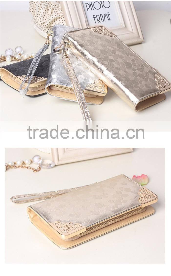 Elegant PU Leather Woman Bling Wallet Laides Latest handbag Purse