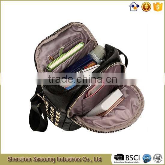 Hot Sale Special Rivet PU Leather School Backpack for Girls