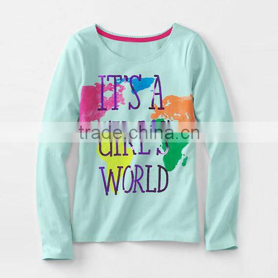 Soft Cotton Jersey Girls' Long Sleeve Embellished Graphic T-shirt