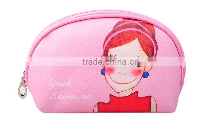 Wholesale PU cosmetic bag with long zipper