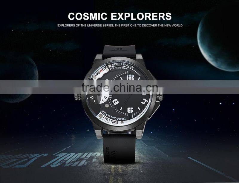 2015 WEIDE Hot-selling Men Sport Watches UV1501 With Quartz Watch Silicone Gel band 3 ATM Water Resistant