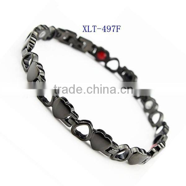 Black heart couple anti-radiation magnetic bracelet stainless steel energy bracelet