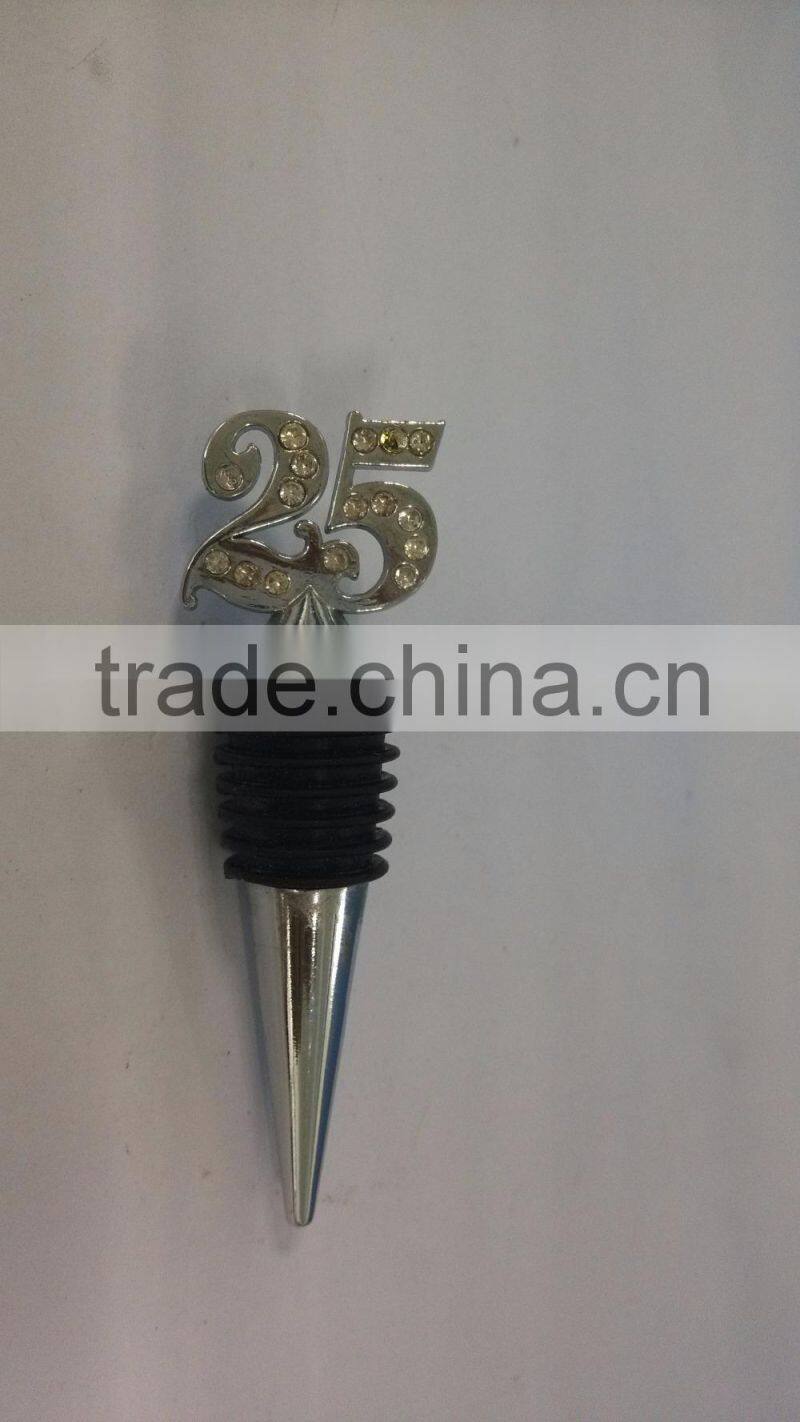 cheap letter cutting 25th aniversary wedding wine bottle stopper