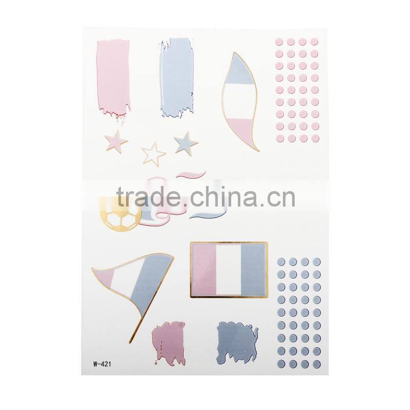 Beauty Sticker 2016 UEFA gold and silver tattoo stickers/world cup country flag tattoo sticker