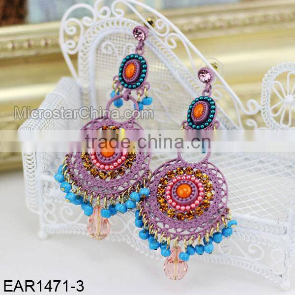 Copper base dangle DIY rhinestone button earring