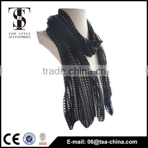 Hot selling black hollow out 31*159 cm scarf