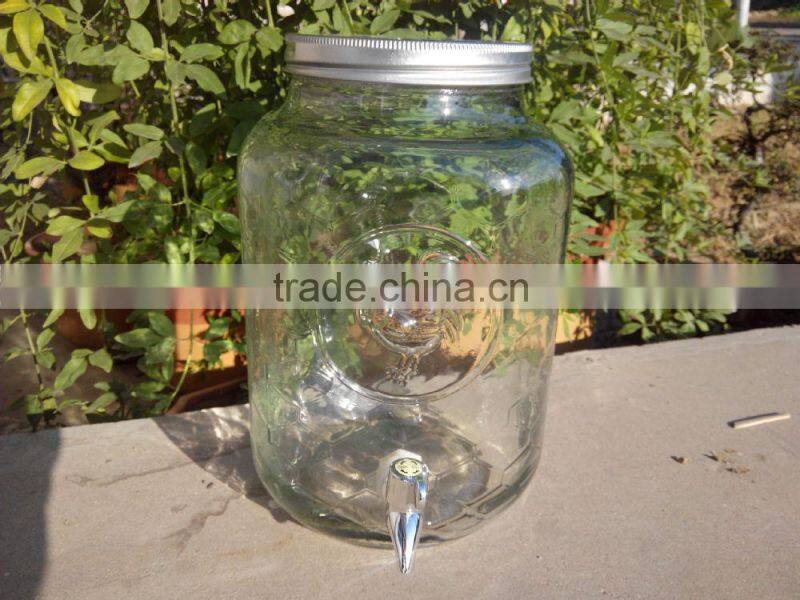 7.5L Glass beverage dispenser with cock logo