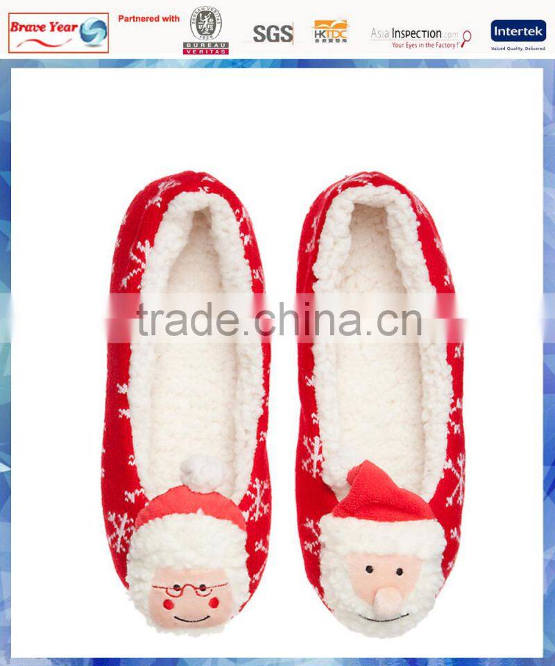 knit Mr & Mrs Clause women indoor slipper promotion/ cute women indoor slipper