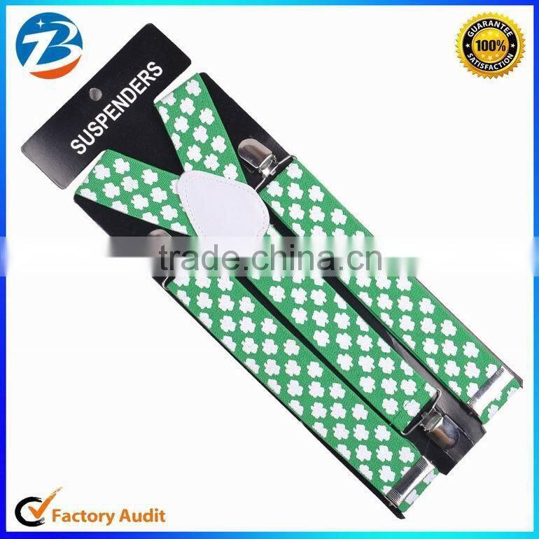 Promotional Leaf Printed Wide Custom Logo Braces Men and Lady Suspenders