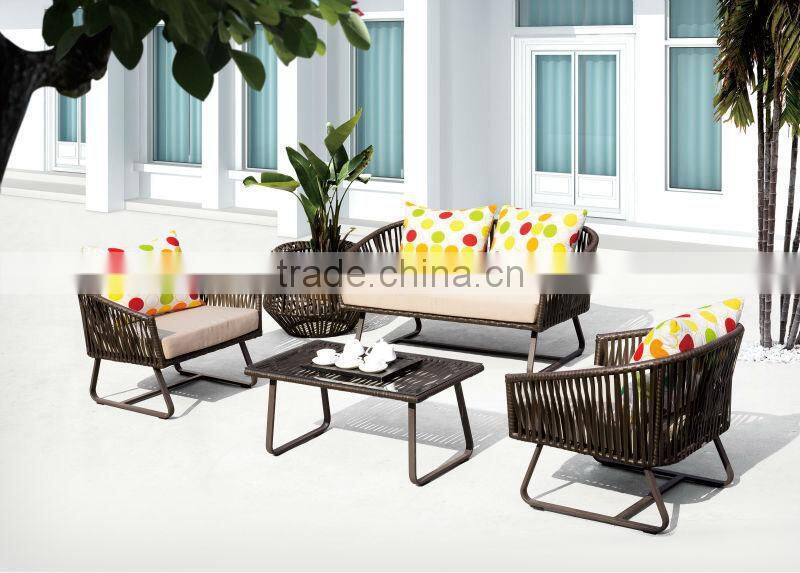 Resin wicker rattan sofa set -poly rattan outdoor furniture sofa set (1.2mm thickness alu frame, high quality wicker furniture)