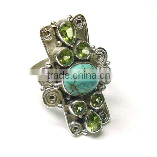 925 Sterling Silver Tibetan Turquoise Ring