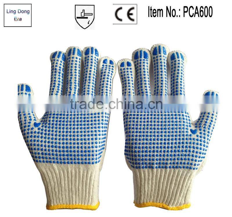 cheap mens pvc dotted white cotton work gloves
