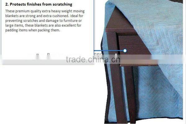 Waterproof Moving Blanket made of polyester and recycle cotton filling