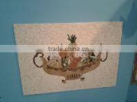 shaped marble leaf pattern mosaic floor medallion