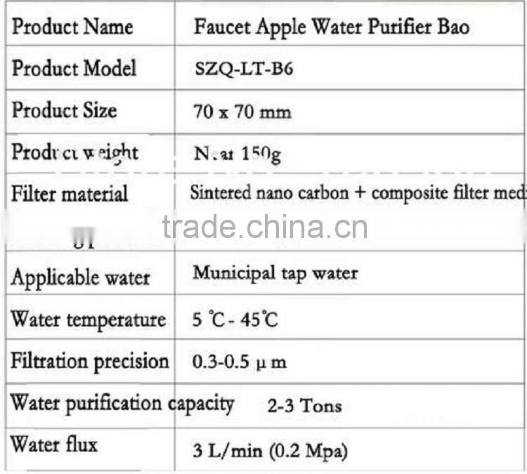 mini Activated Carbon Tap Water Purifier Use For Kitchen Faucet Tap Water Purifier