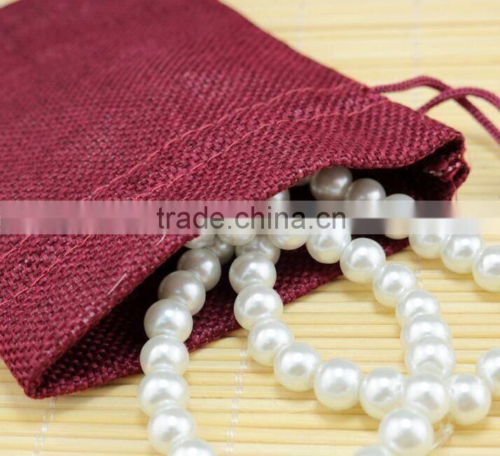 13cm*18cm Hot Pink Color Wholesale Custom Jute Bag Linen Cotton Bag