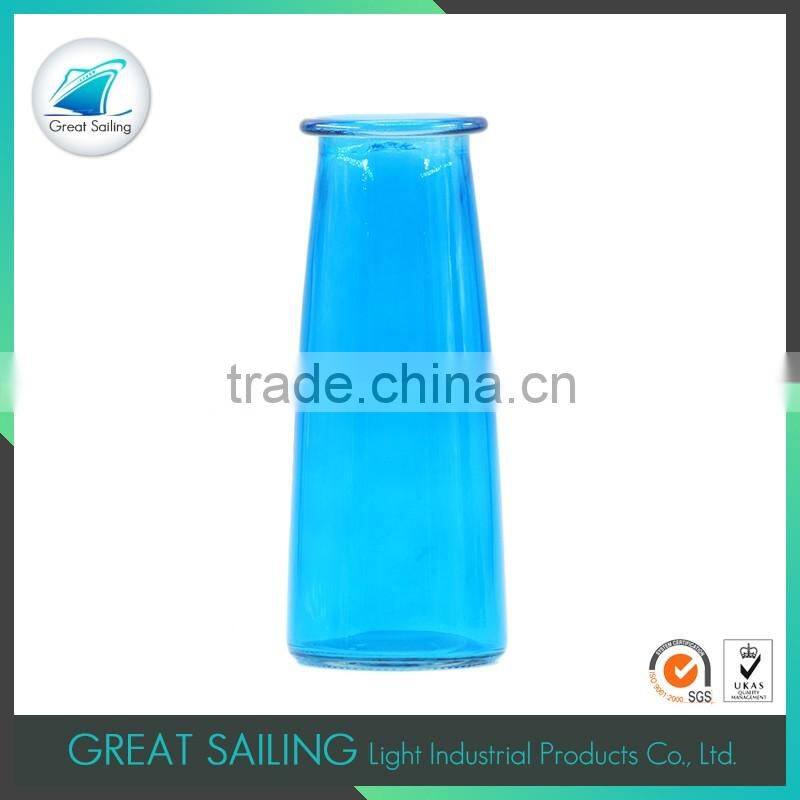 transparent colored classic blue crystal glass vase